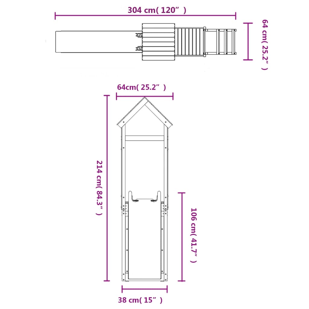 Conjunto de brincar para exterior madeira de pinho impregnada