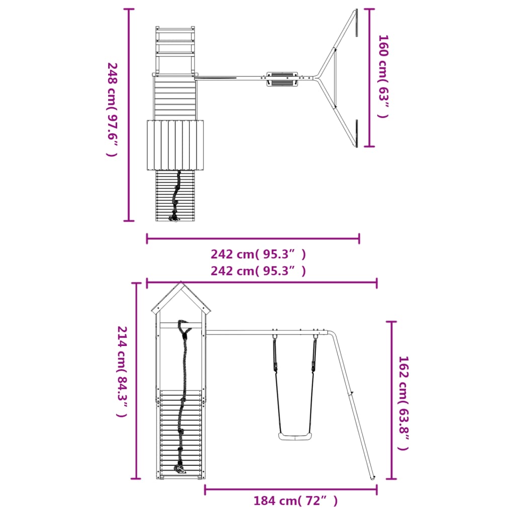 Conjunto de brincar para exterior madeira de pinho impregnada