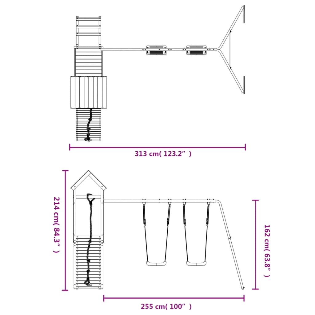 Conjunto de brincar para exterior madeira de douglas maciça