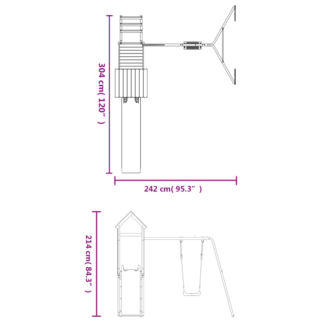 Conjunto de brincar para exterior madeira de douglas maciça