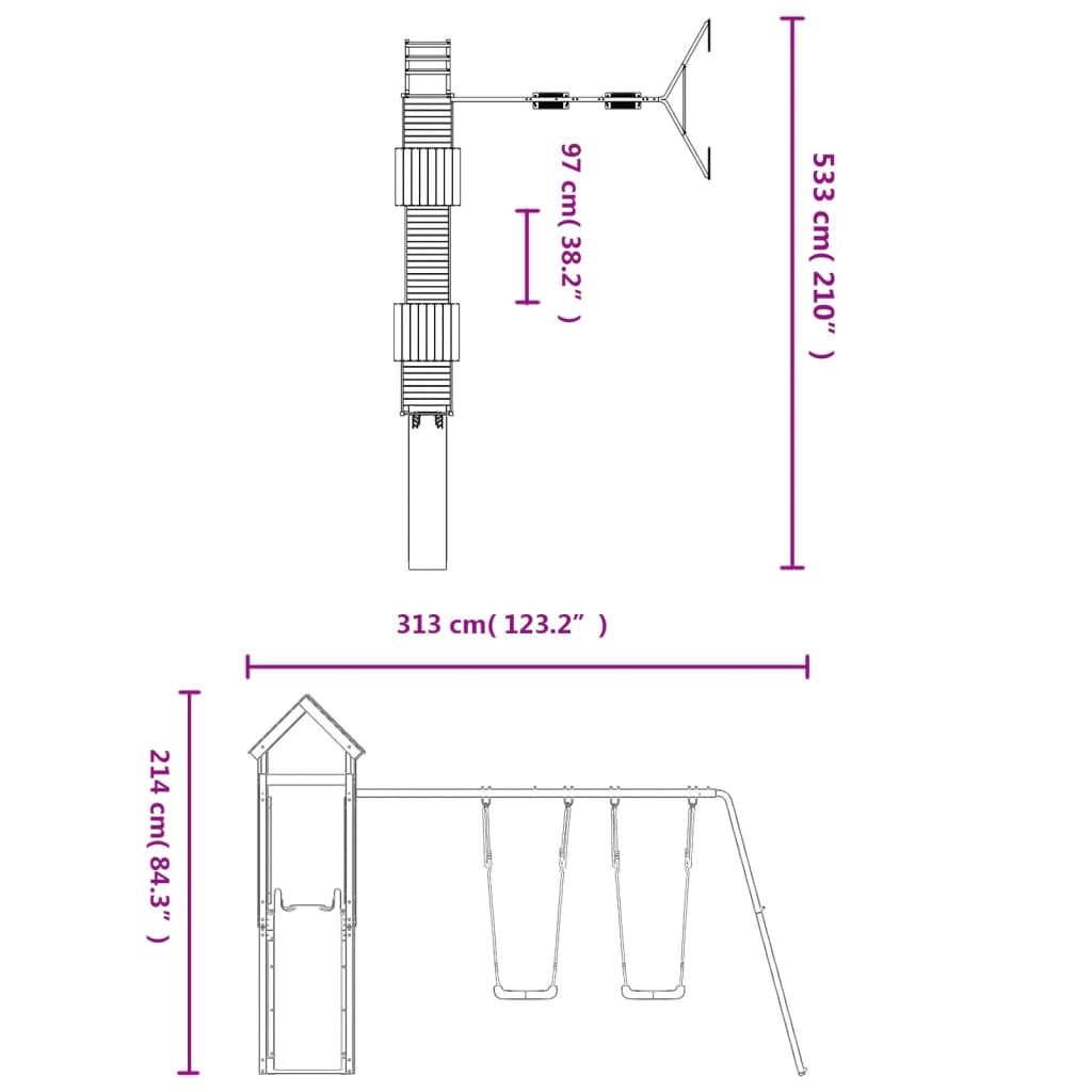 Conjunto de brincar para exterior madeira de douglas maciça