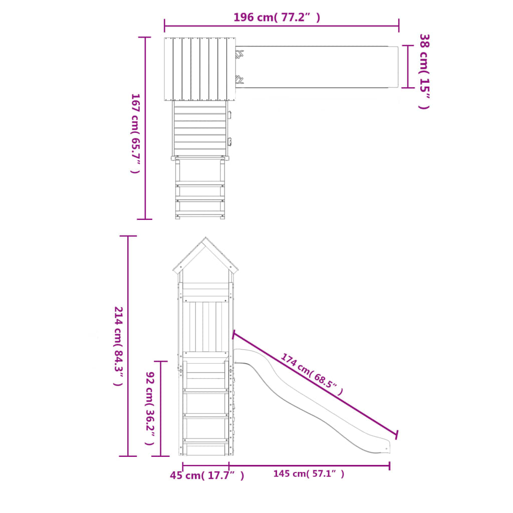 Conjunto de brincar para exterior madeira de pinho impregnada