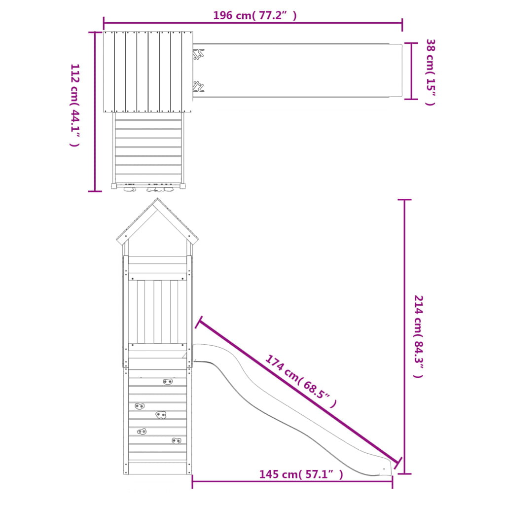 Conjunto de brincar para exterior madeira de douglas maciça