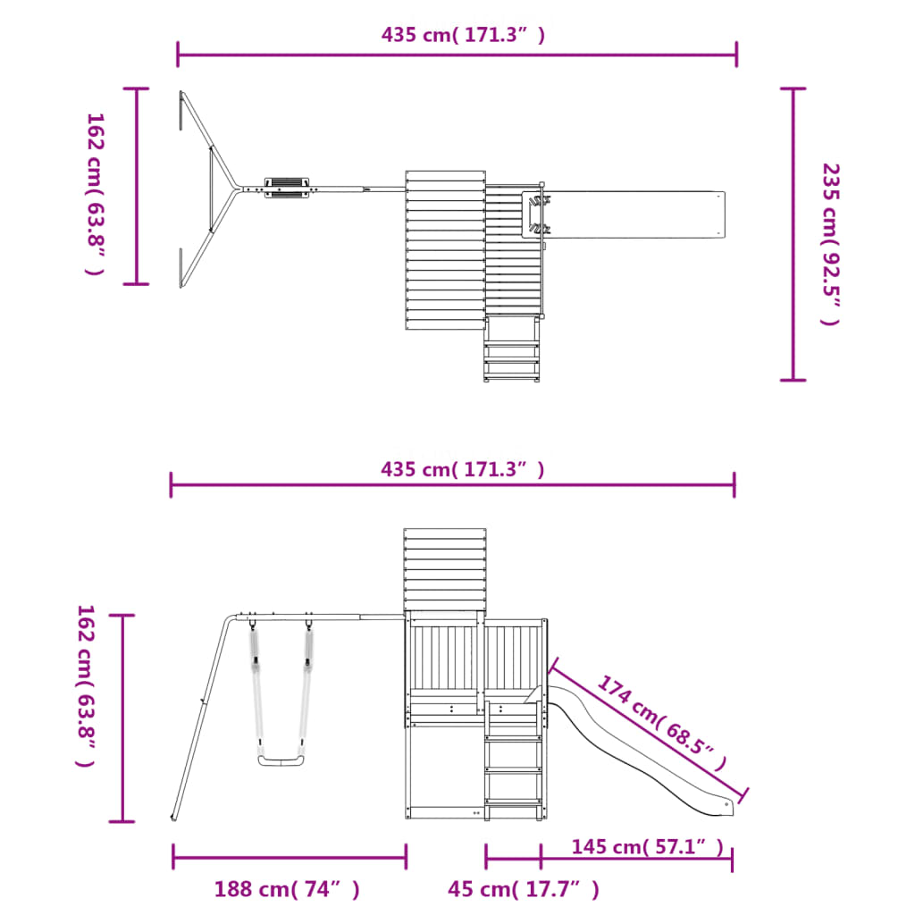 Conjunto de brincar para exterior madeira de douglas maciça