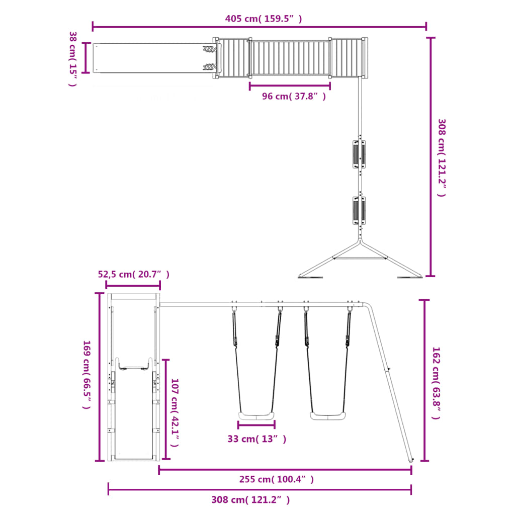 Conjunto de brincar para exterior madeira de pinho impregnada