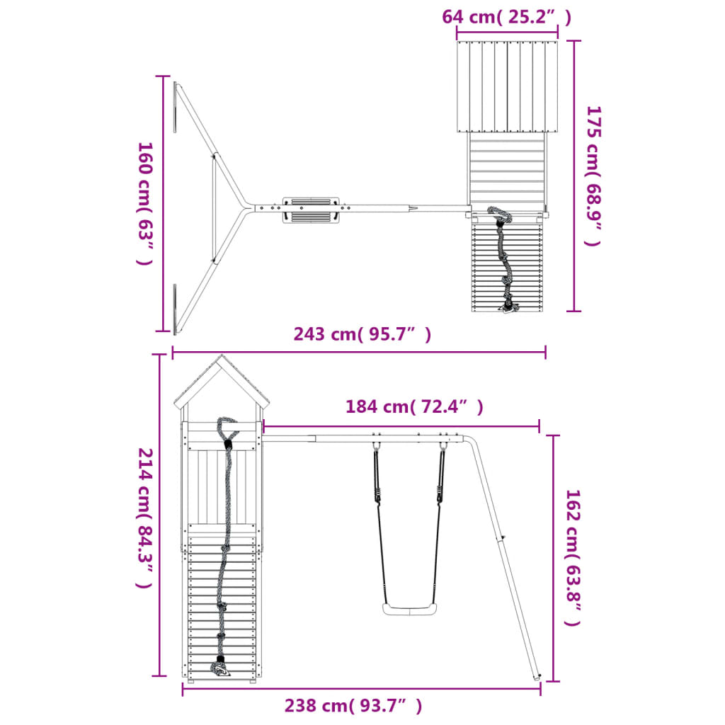 Conjunto de brincar para exterior madeira de pinho impregnada