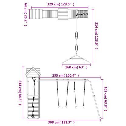 Conjunto de brincar para exterior madeira de douglas maciça