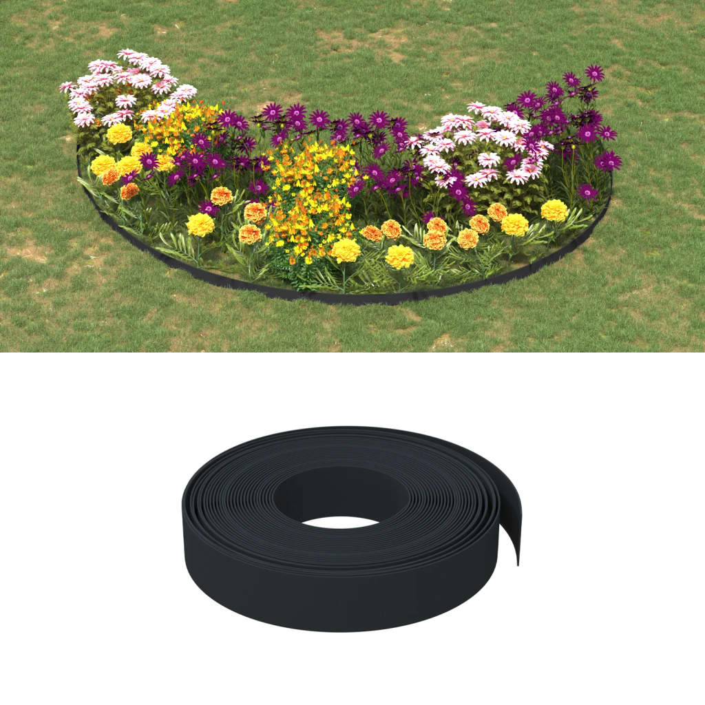 Bordas de jardim 2 pcs 10 m 10 cm polietileno preto