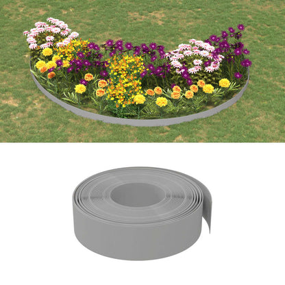 Bordas de jardim 2 pcs 10 m 15 cm polietileno cinzento