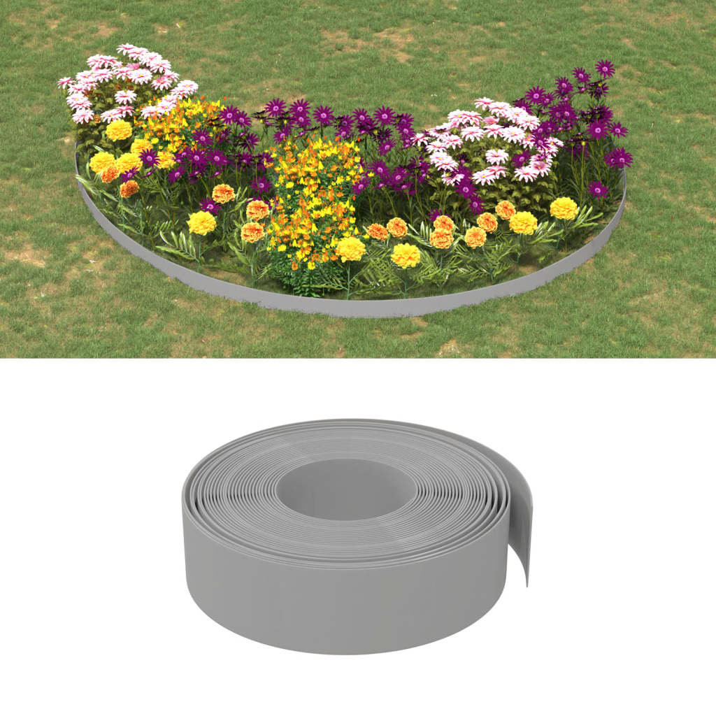 Bordas de jardim 5 pcs 10 m 15 cm polietileno cinzento