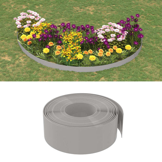 Bordas de jardim 2 pcs 10 m 20 cm polietileno cinzento