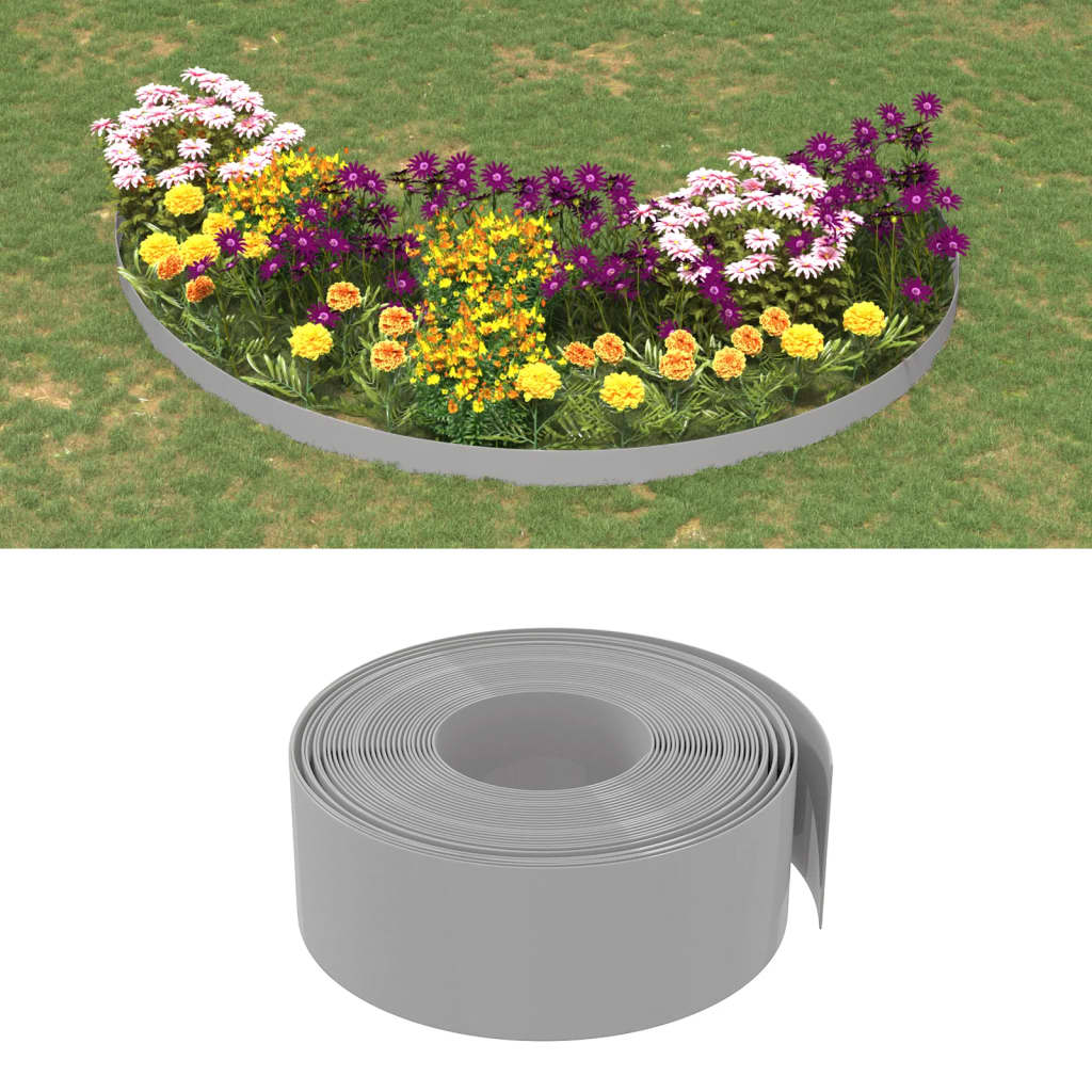 Bordas de jardim 4 pcs 10 m 20 cm polietileno cinzento