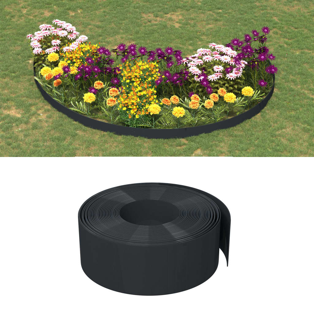 Bordas de jardim 4 pcs 10 m 20 cm polietileno preto