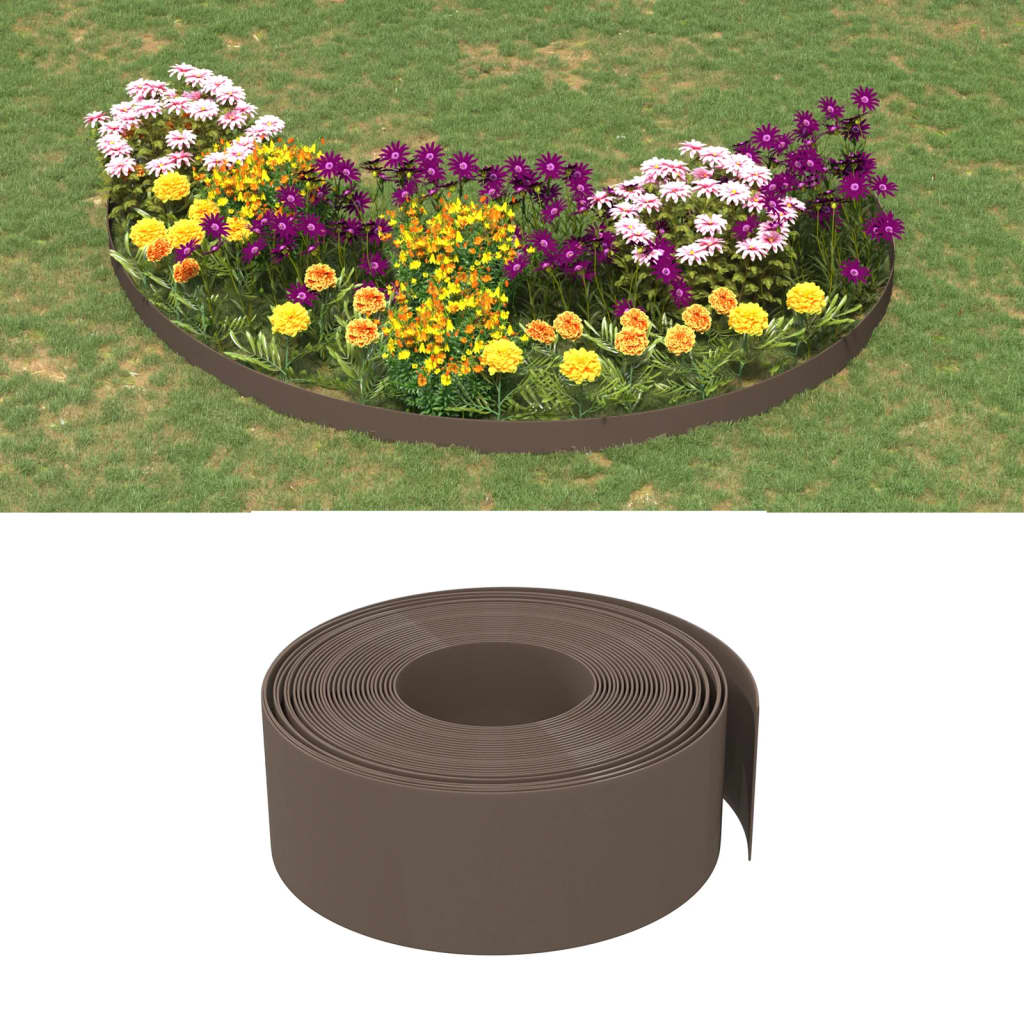 Bordas de jardim 4 pcs 10 m 20 cm polietileno castanho