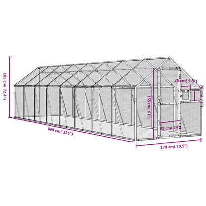 Aviário 1,79x8x1,85 m alumínio antracite