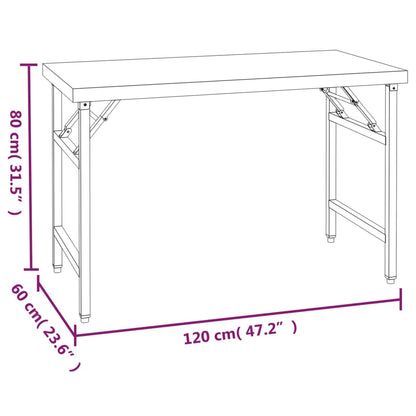 Mesa trabalho cozinha c/ prateleira 120x60x145cm aço inoxidável