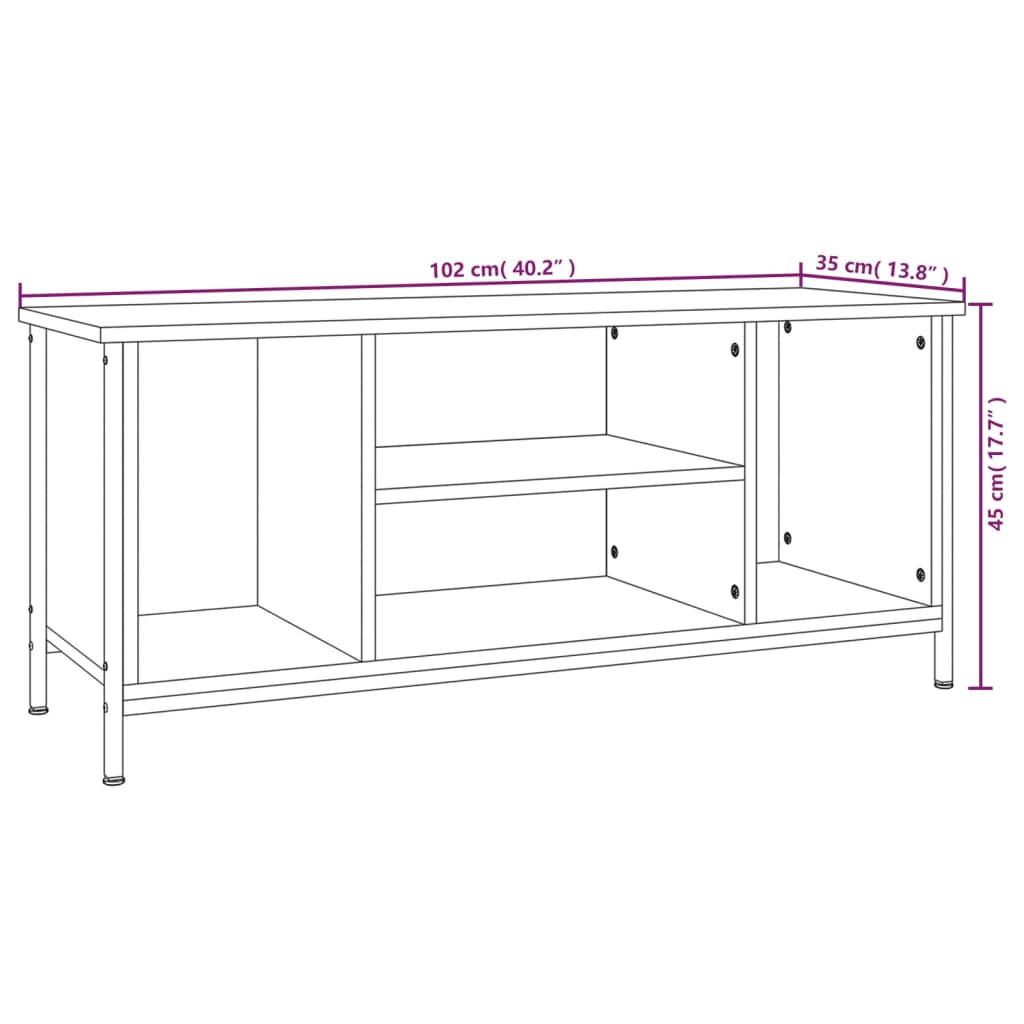 Móvel de TV 102x35x45 cm derivados de madeira cinzento sonoma