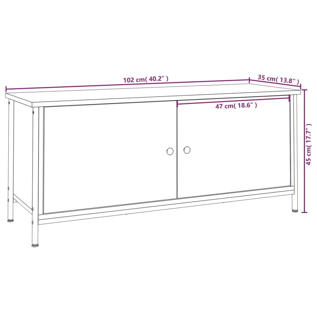 Móvel de TV Iris com 2 Portas de 102 cm - Madeira Rústica - Design Moderno