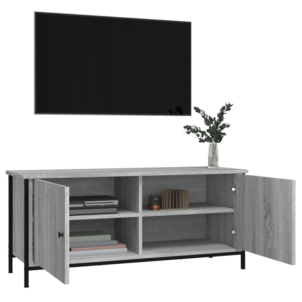 Móvel de TV Iris com 2 Portas de 102 cm - Cinzento - Design Moderno