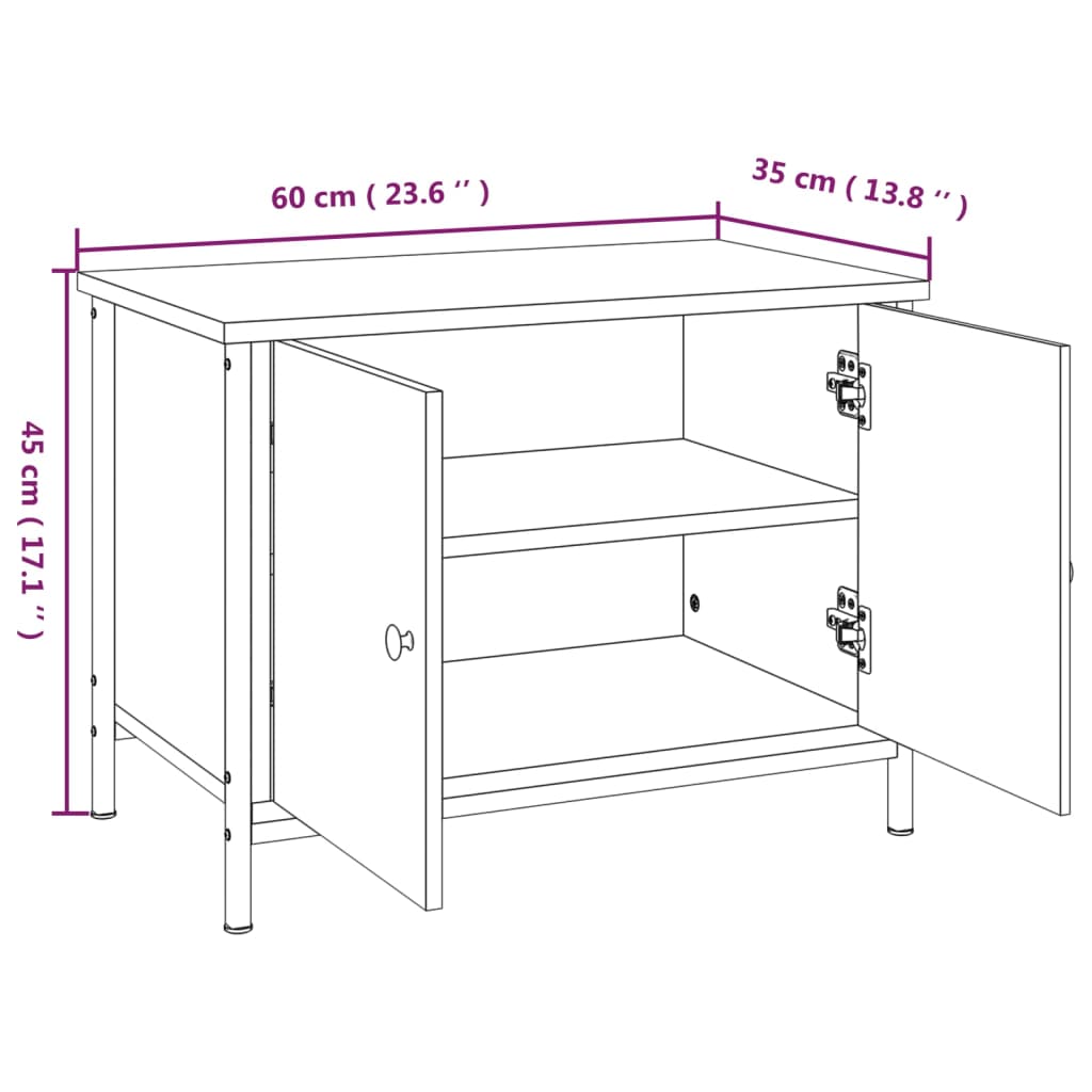 Móvel para TV c/ portas 60x35x45 cm derivados de madeira preto