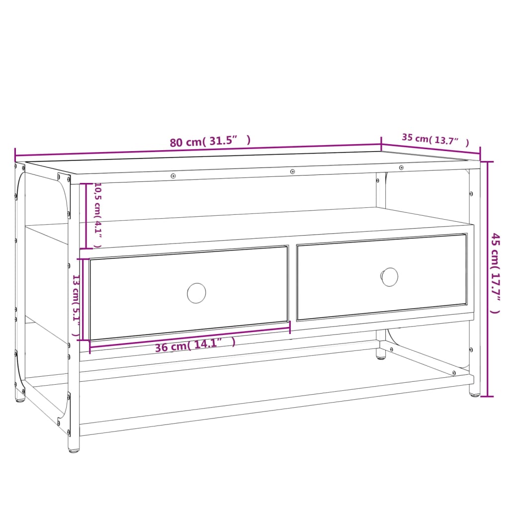 Móvel de TV 80x35x45 cm derivados de madeira cinzento sonoma