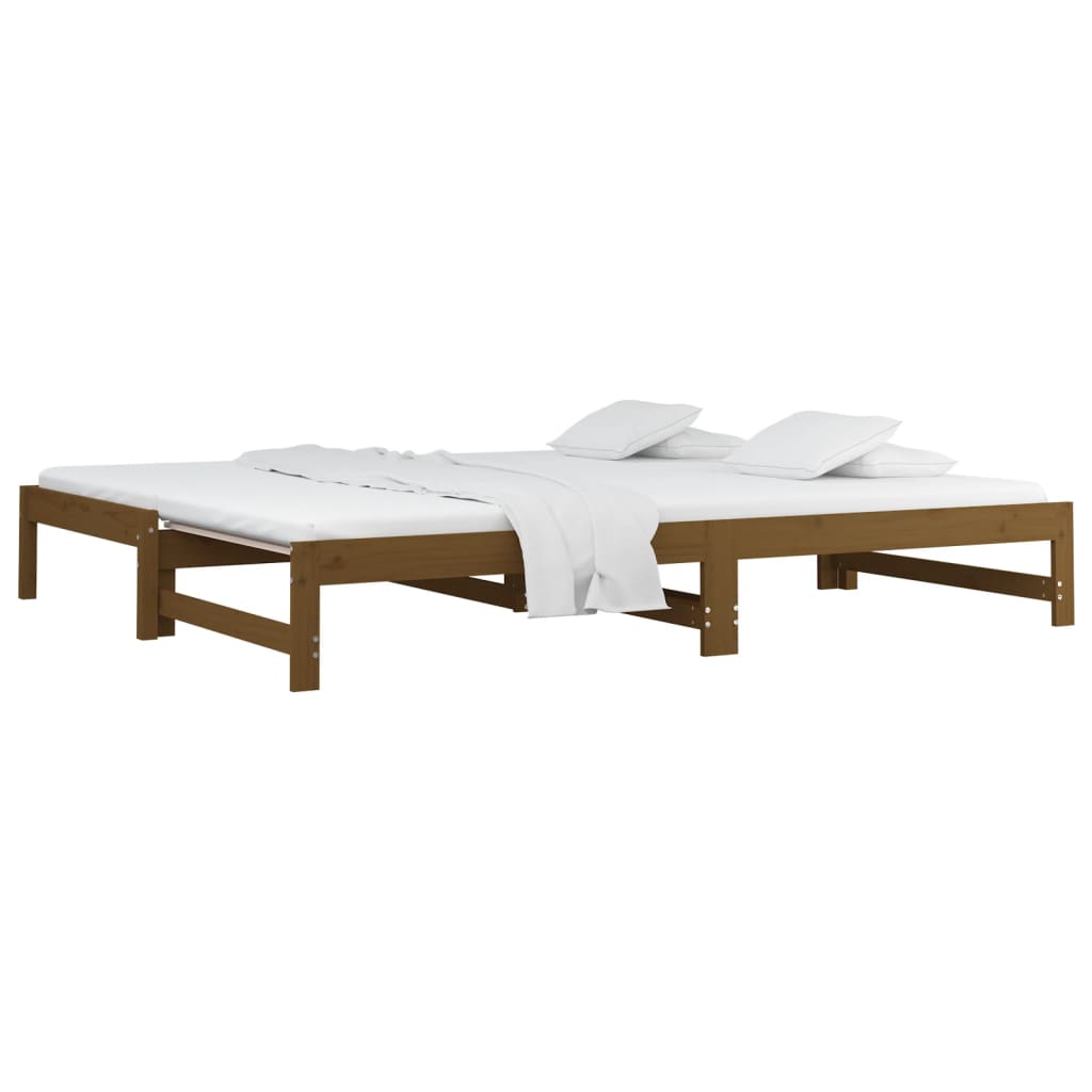 Estrutura sofá-cama de puxar 2x(90x190)cm pinho maciço castanho