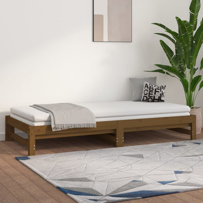 Estrutura sofá-cama de puxar 2x(90x190)cm pinho maciço castanho