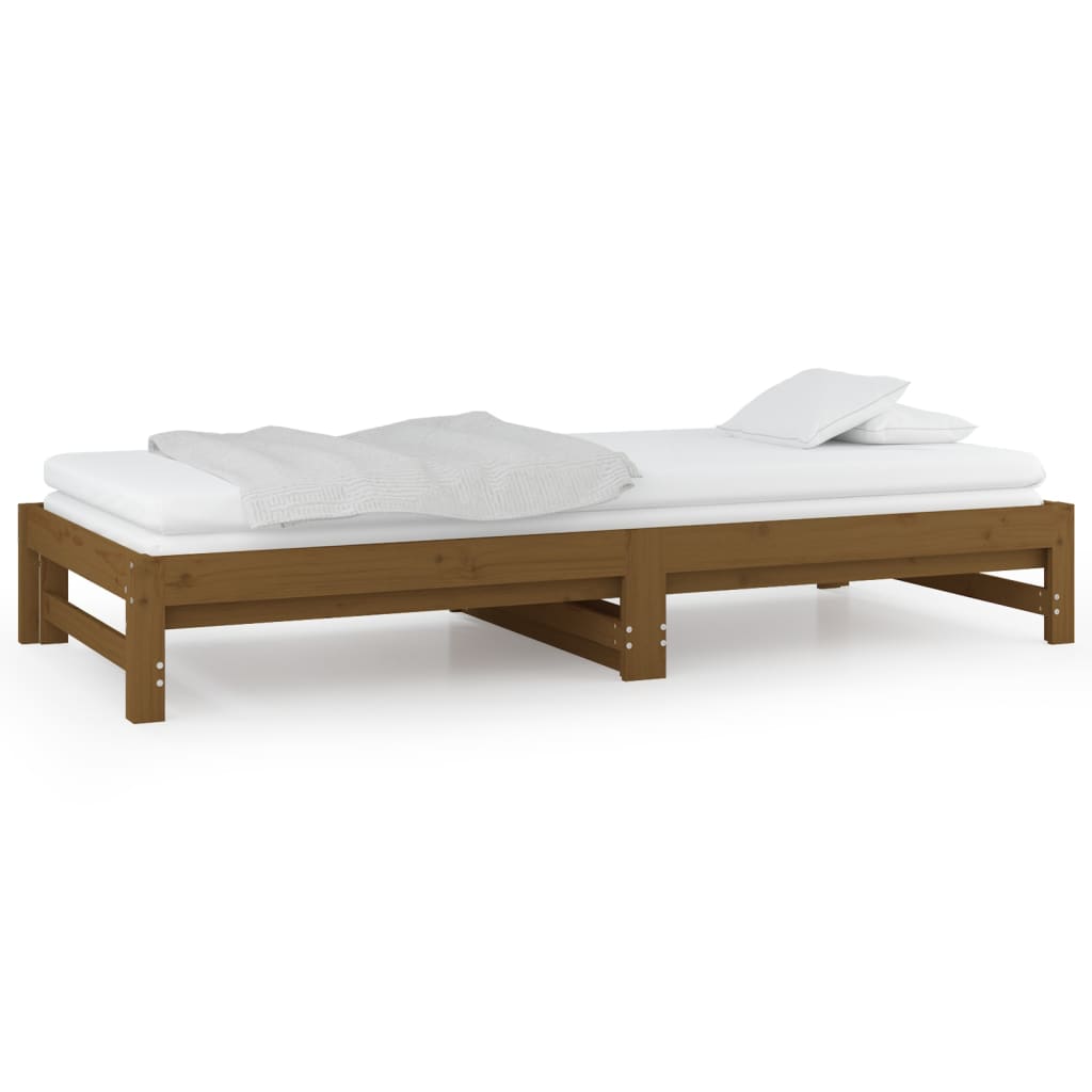 Estrutura sofá-cama de puxar 2x(90x190)cm pinho maciço castanho