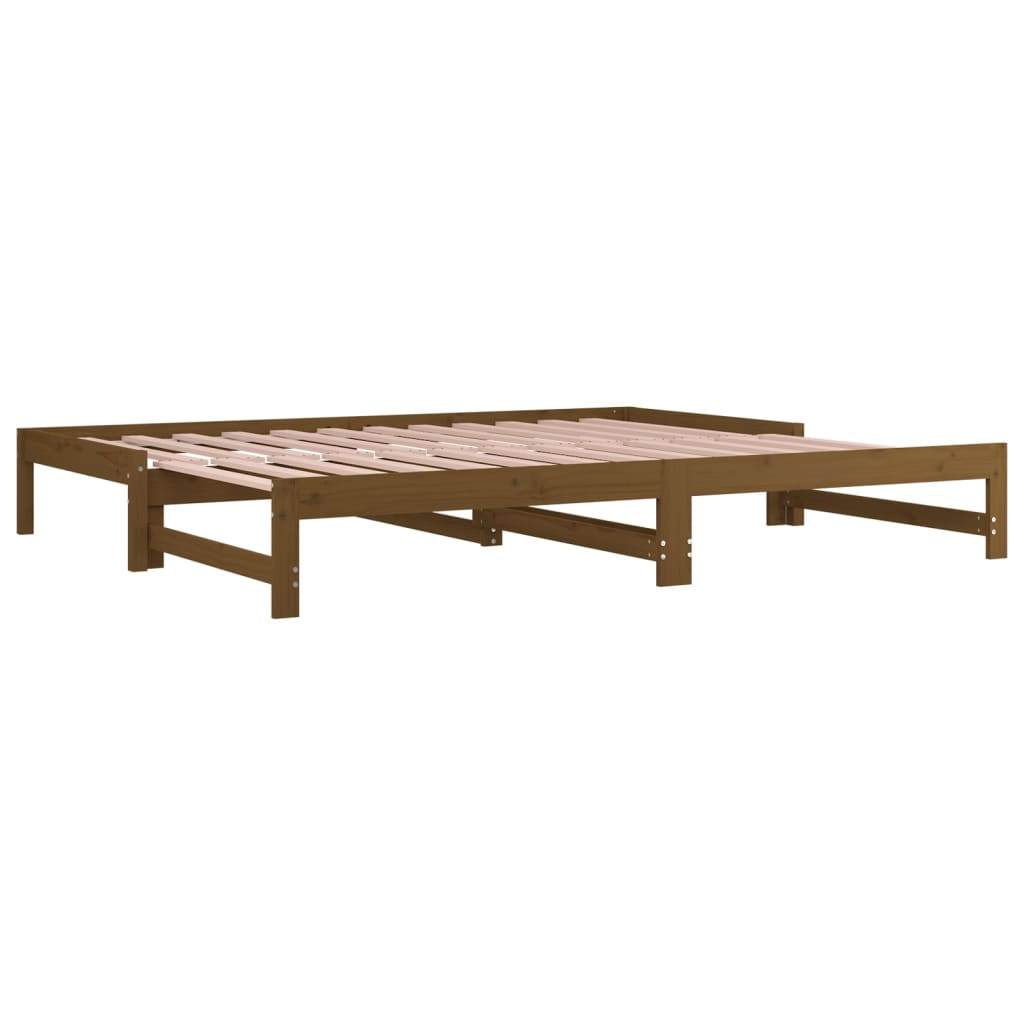 Estrutura sofá-cama de puxar 2x(90x190)cm pinho maciço castanho