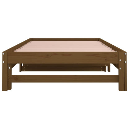 Estrutura sofá-cama de puxar 2x(90x190)cm pinho maciço castanho