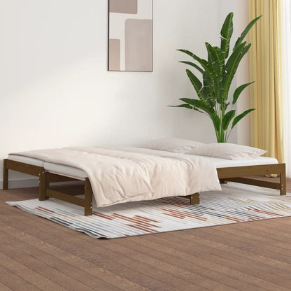 Estrutura sofá-cama de puxar 2x(90x190)cm pinho maciço castanho