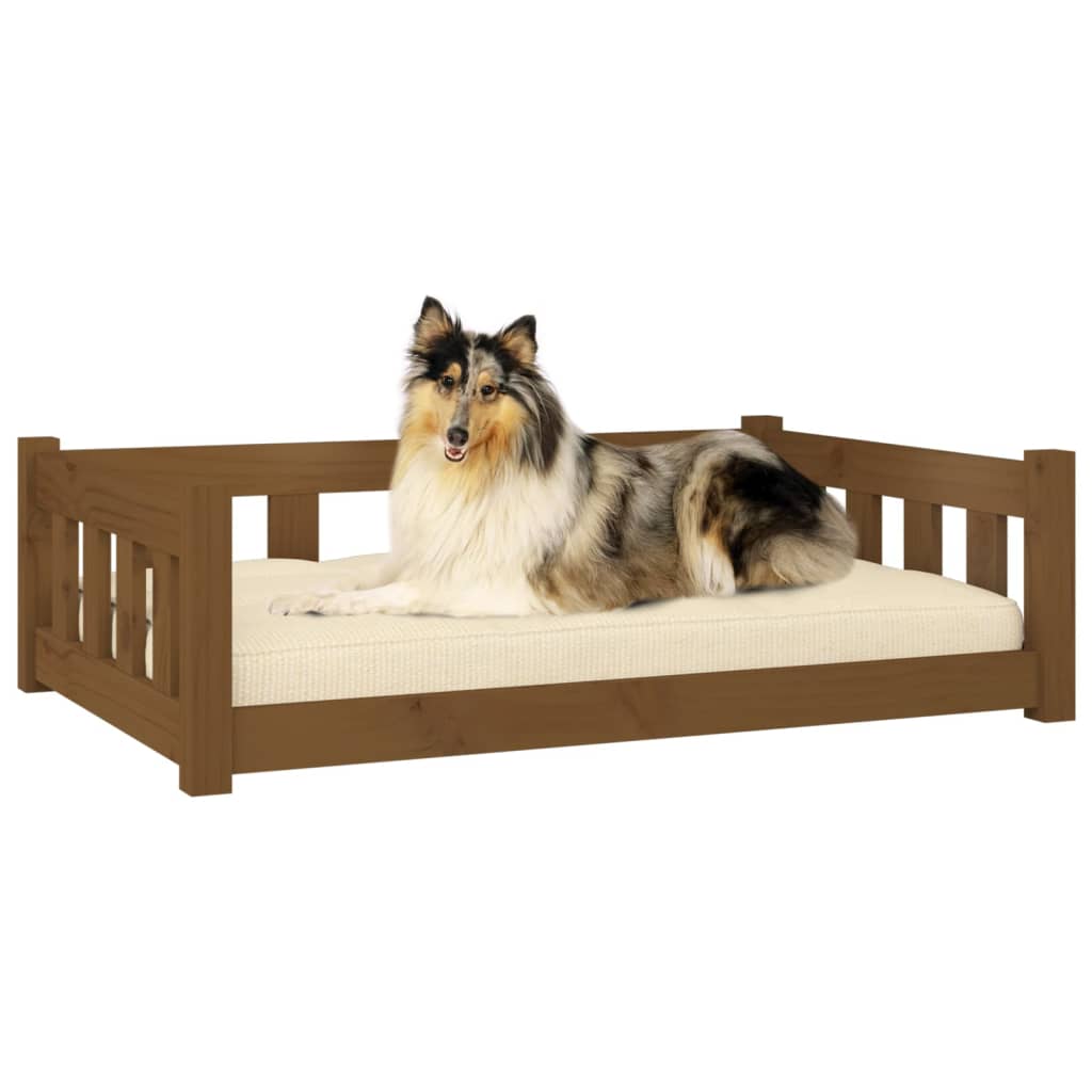 Cama para cães 95,5x65,5x28 cm madeira de pinho castanho mel