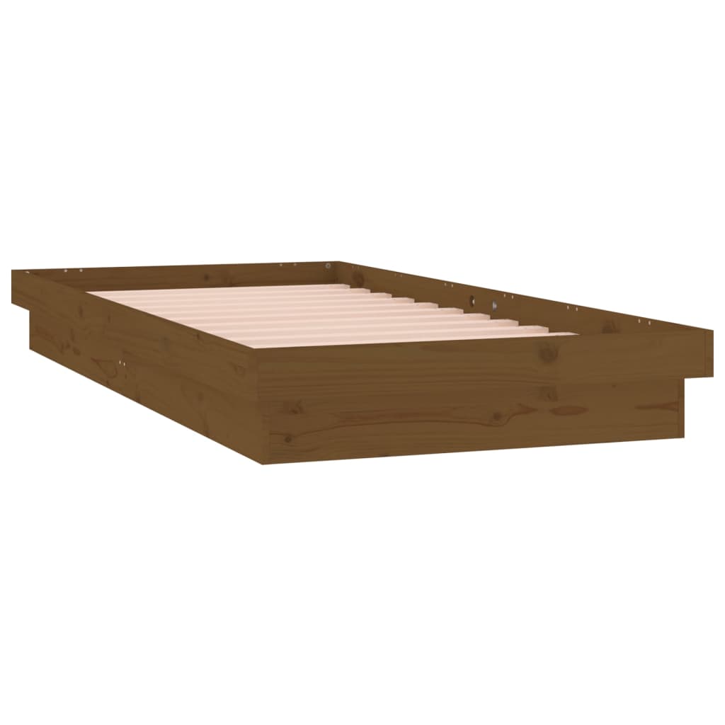 Estrutura cama c/ LED solteiro 75x190cm madeira castanho mel