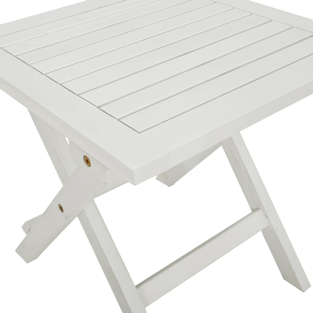 Espreguiçadeira com mesa madeira de acácia maciça branco