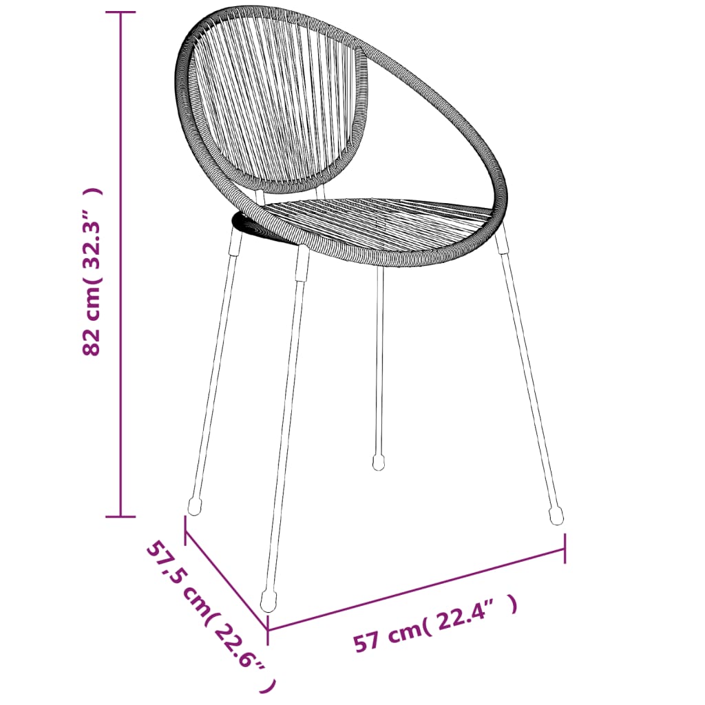 7 pcs conjunto de jantar para jardim vime de PVC preto