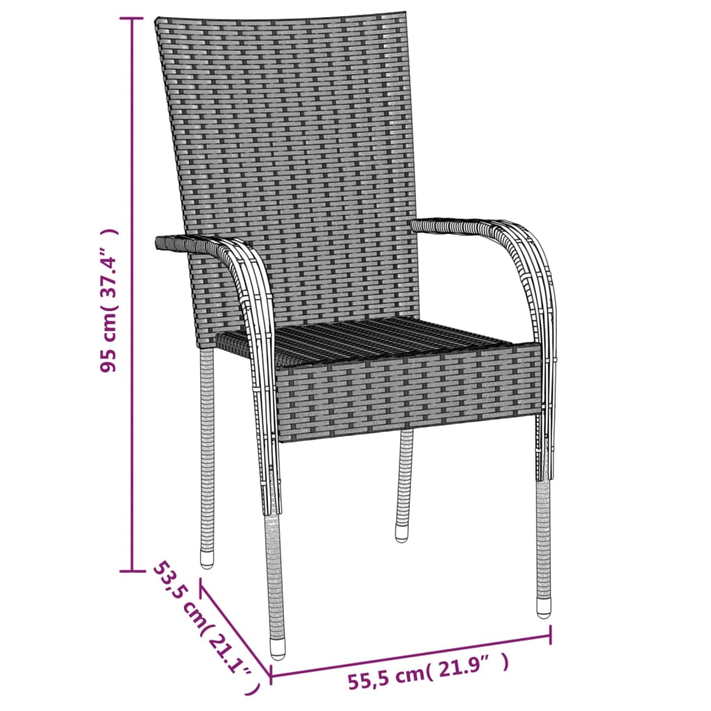 5 pcs conjunto de jantar para jardim vime PE castanho