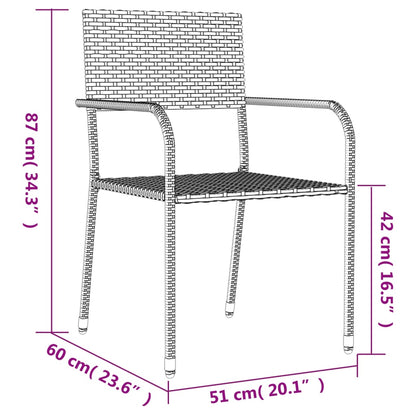 5 pcs conjunto de jantar p/ jardim vime PE cinzento