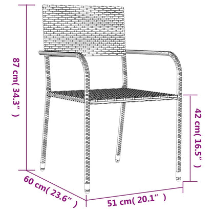 7 pcs conjunto de jantar p/ jardim vime PE cinzento