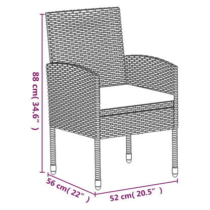 5 pcs conjunto jantar p/ jardim c/ almofadões vime PE antracite