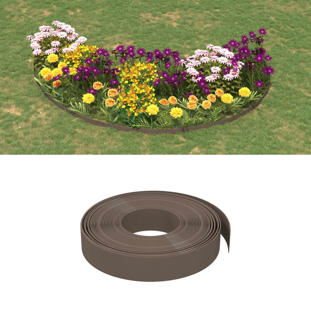 Borda de jardim 10 m 10 cm polietileno castanho