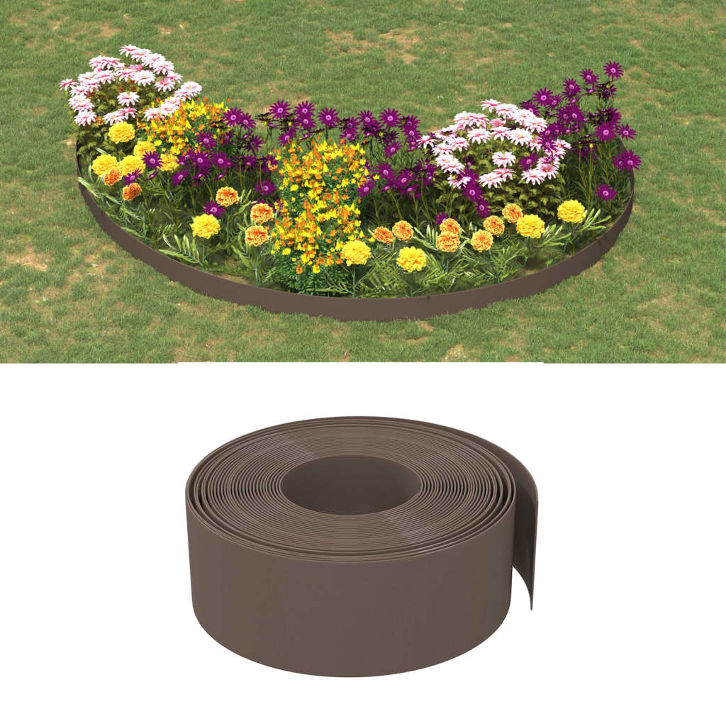 Borda de jardim 10 m 20 cm polietileno castanho