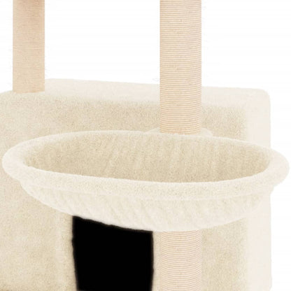 Árvore p/ gatos c/ postes arranhadores sisal 132 cm cor creme