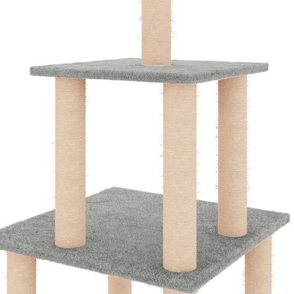 Árvore p/ gatos c/ postes arranhadores sisal 111 cm cinza-claro