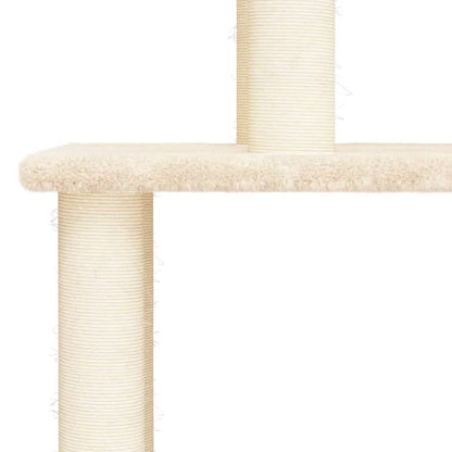 Árvore para gatos c/ postes arranhadores sisal 183 cm cor creme