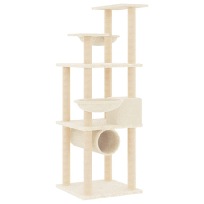 Árvore para gatos c/ postes arranhadores sisal 141 cm cor creme