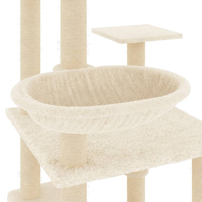 Árvore para gatos c/ postes arranhadores sisal 141 cm cor creme