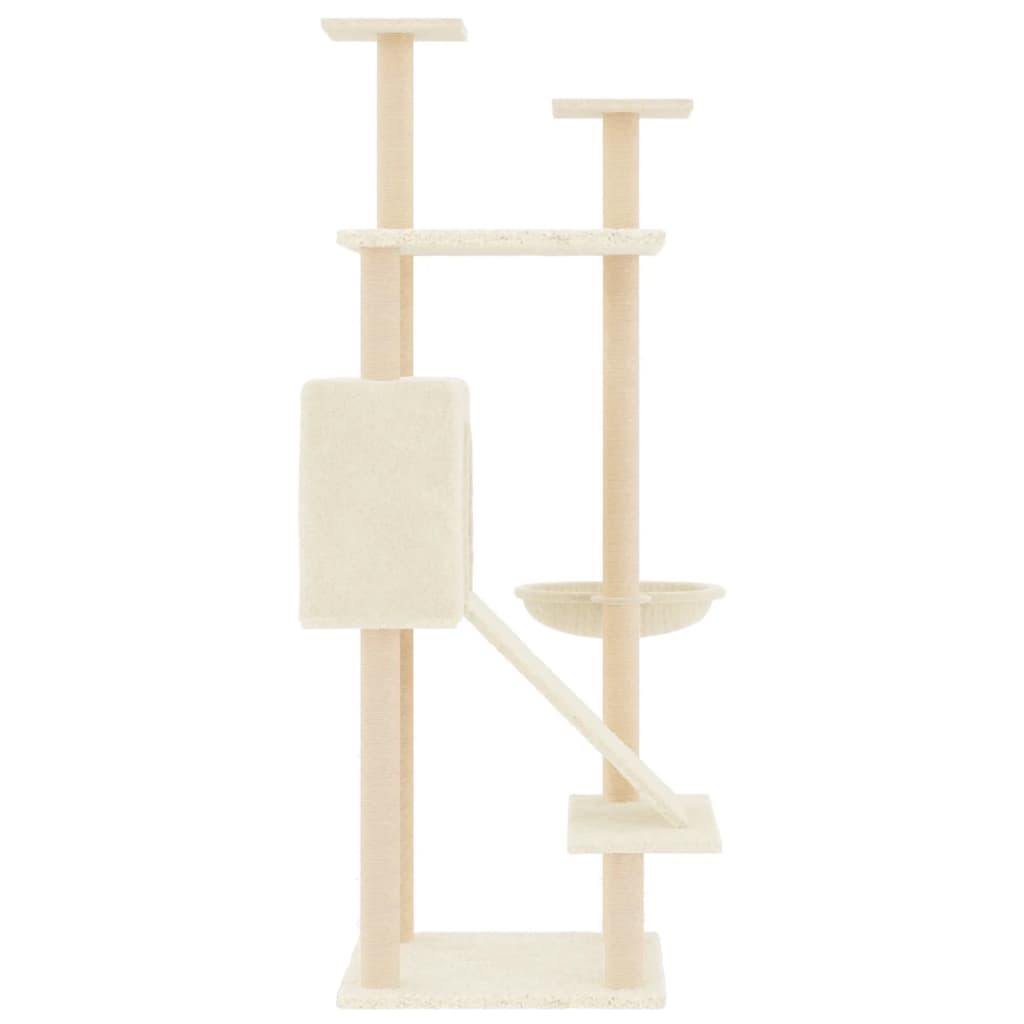 Árvore para gatos c/ postes arranhadores sisal 153 cm cor creme