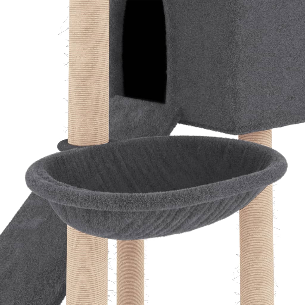 Árvore p/ gatos c/ postes arranhadores sisal 153cm cinza-escuro