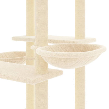 Árvore para gatos c/ postes arranhadores sisal 133 cm cor creme