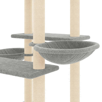 Árvore p/ gatos c/ postes arranhadores sisal 133 cm cinza-claro